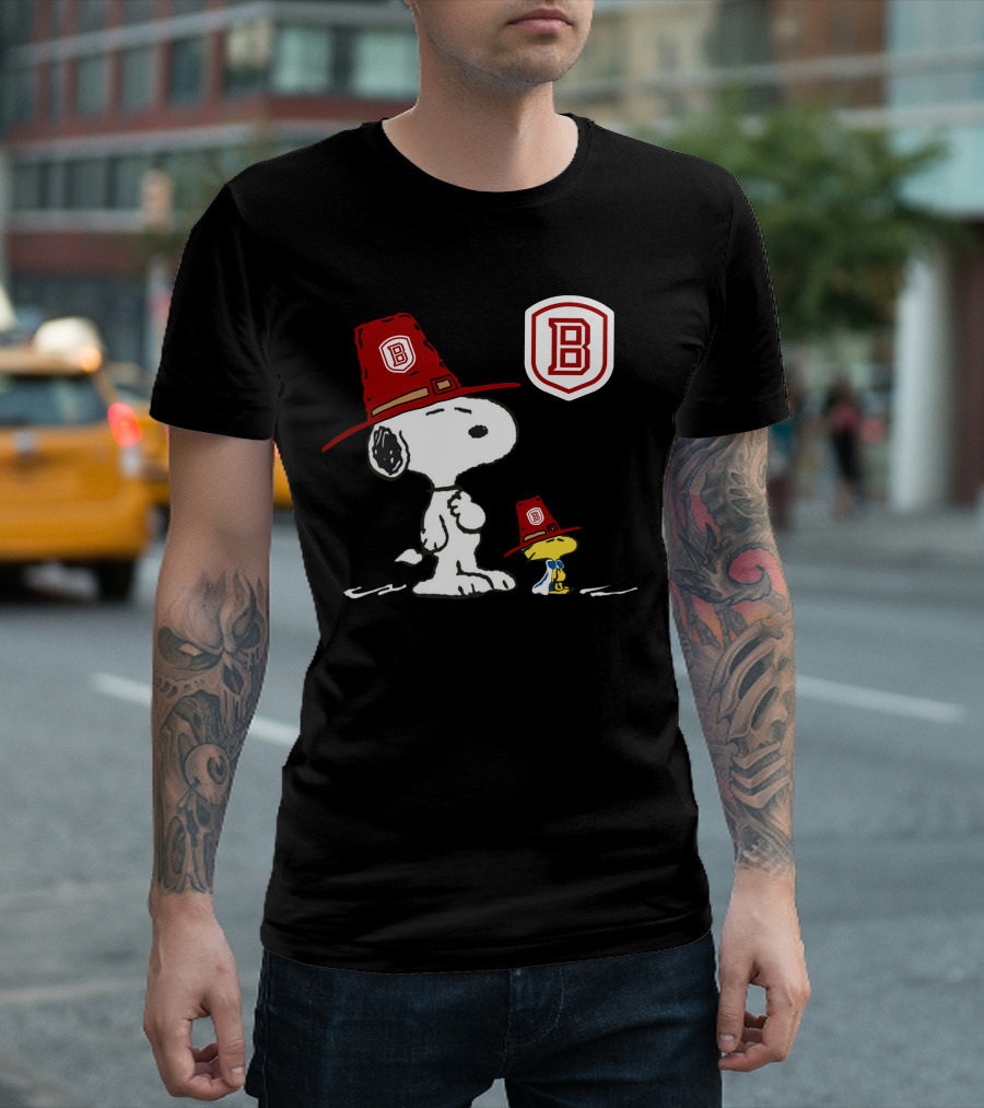 Bradley University Snoopy Woodstock With Red Hats T-Shirt