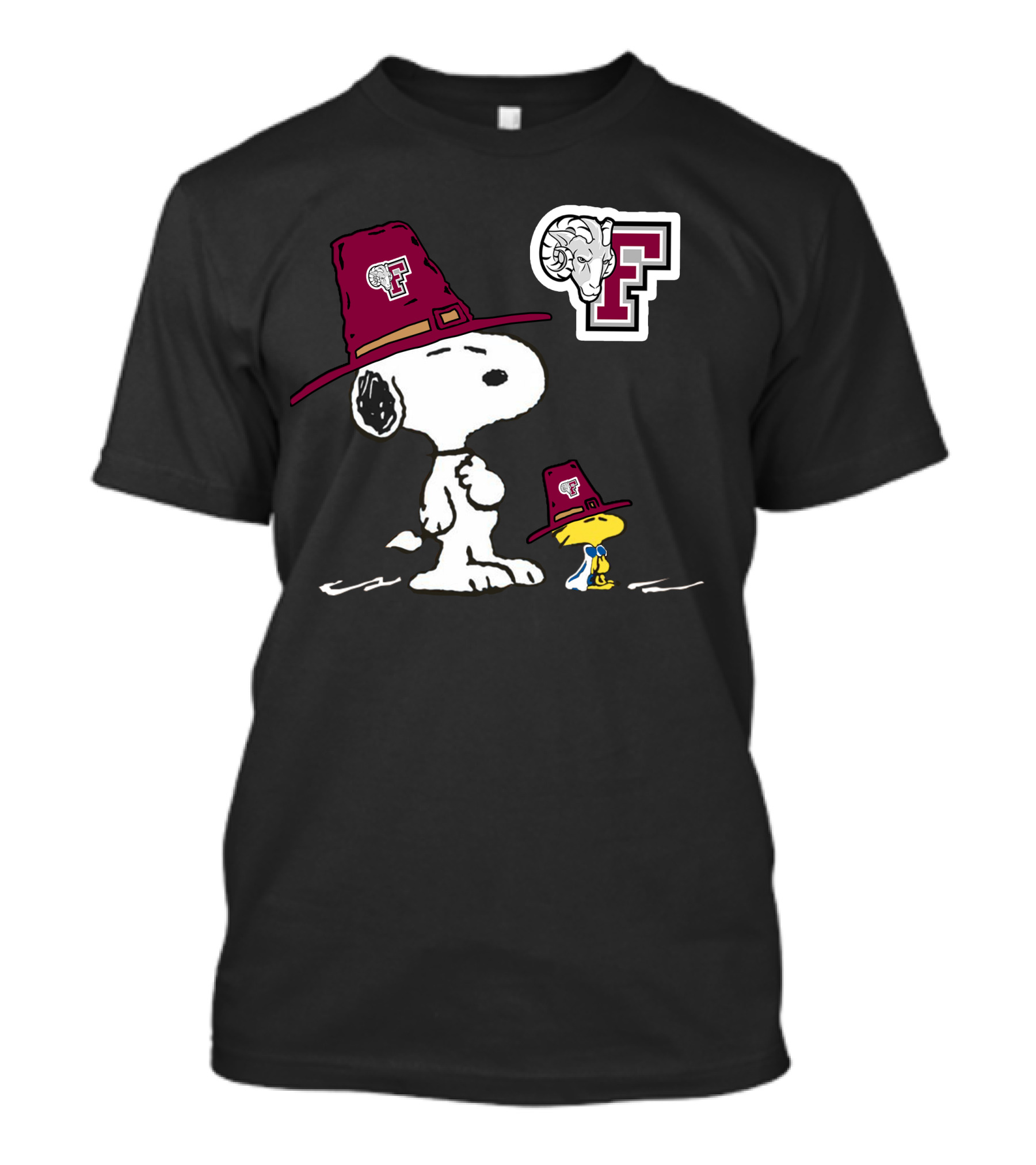 Fordham Snoopy Woodstock Maroon Hats Ram T-Shirt