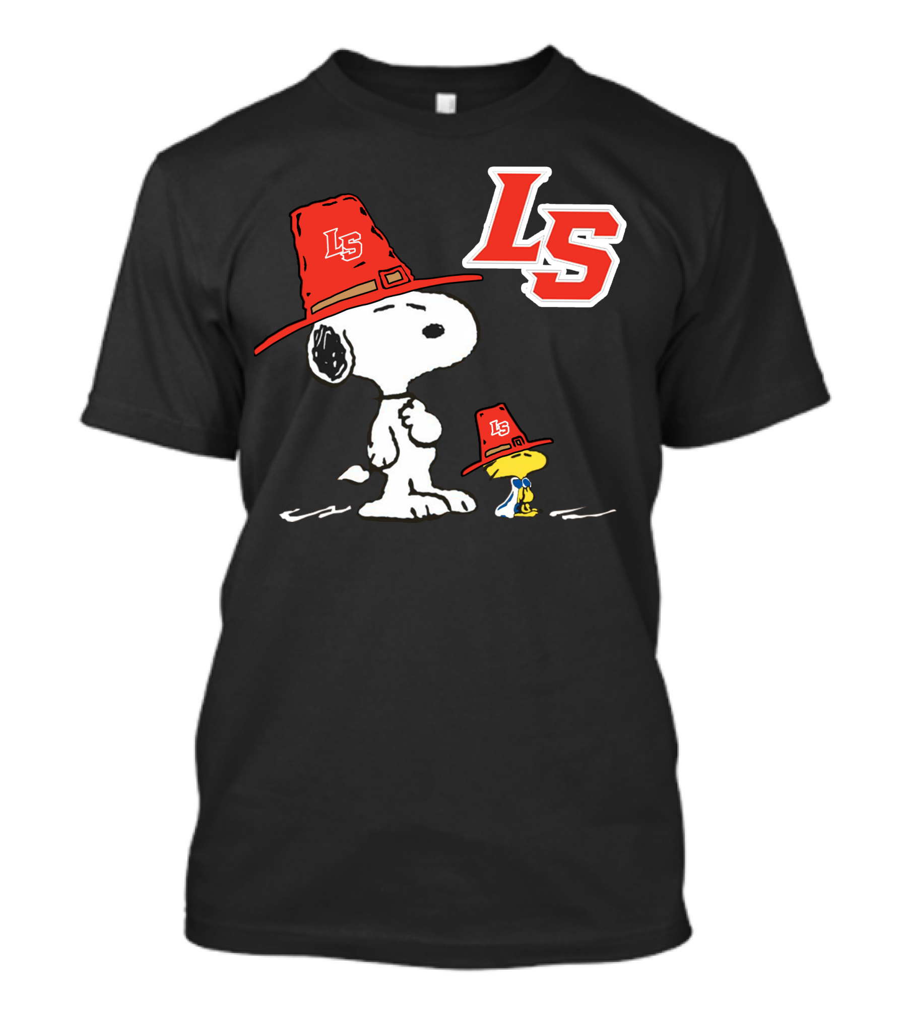 LS La Salle Snoopy And Woodstock With Red Hats T-Shirt