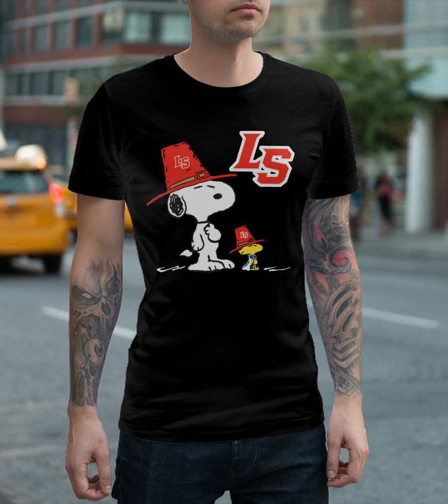 LS La Salle Snoopy and Woodstock with Red Hats T-Shirt