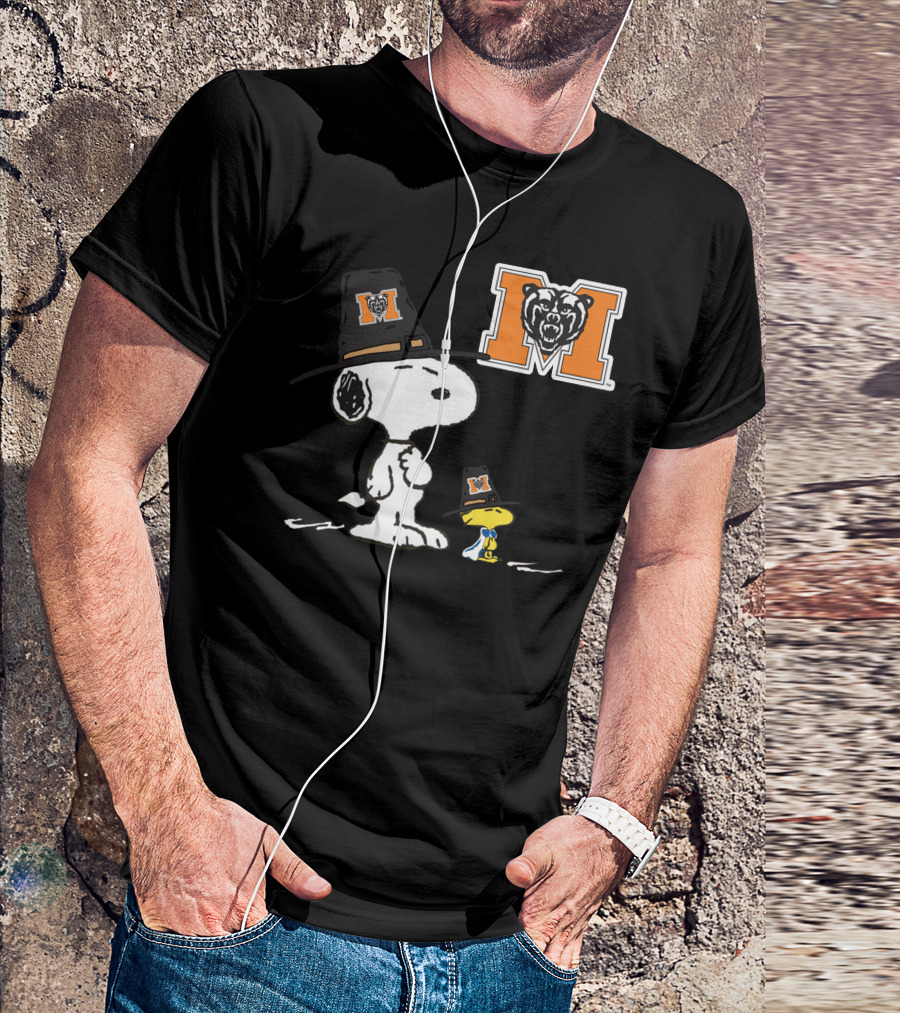 Mercer Bears Snoopy Pilgrim Hat Peanuts Thanksgiving T-Shirt