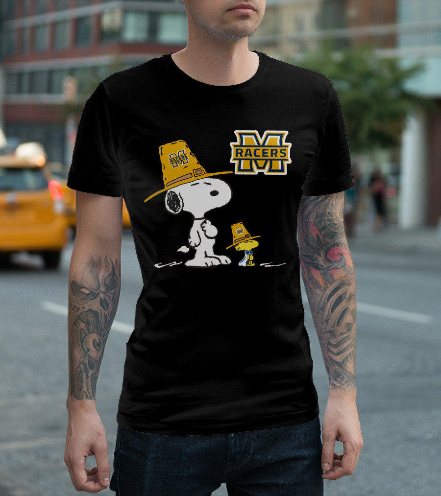 Murray State Racers Snoopy And Woodstock Pilgrim Hats T-Shirt