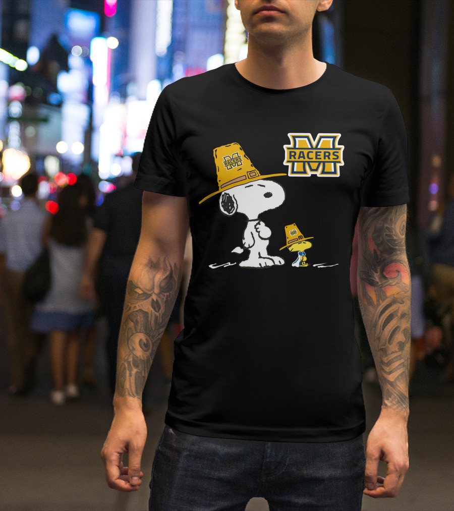 Murray State Racers Snoopy And Woodstock Pilgrim Hats T-Shirt