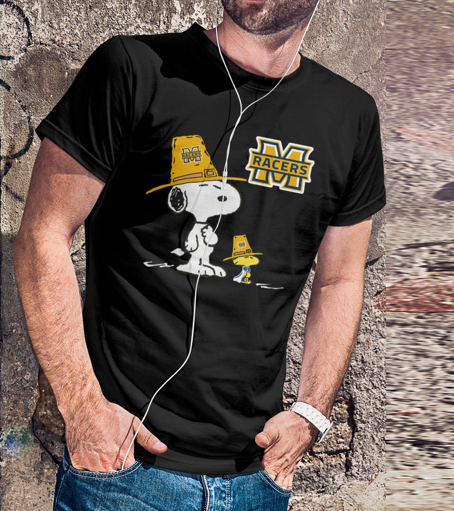 Murray State Racers Snoopy And Woodstock Pilgrim Hats T-Shirt