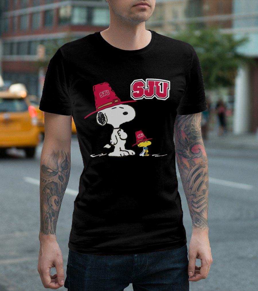 Snoopy SJU Red Hat with Woodstock T-Shirt