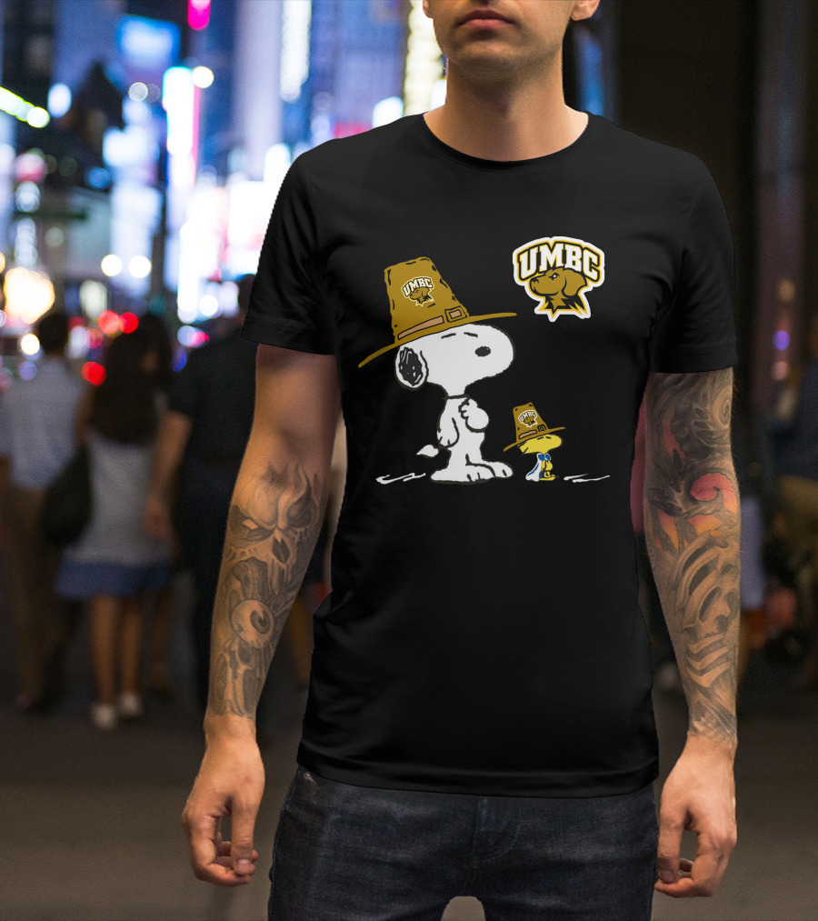 UMBC Snoopy Woodstock Mascot Hat T-Shirt