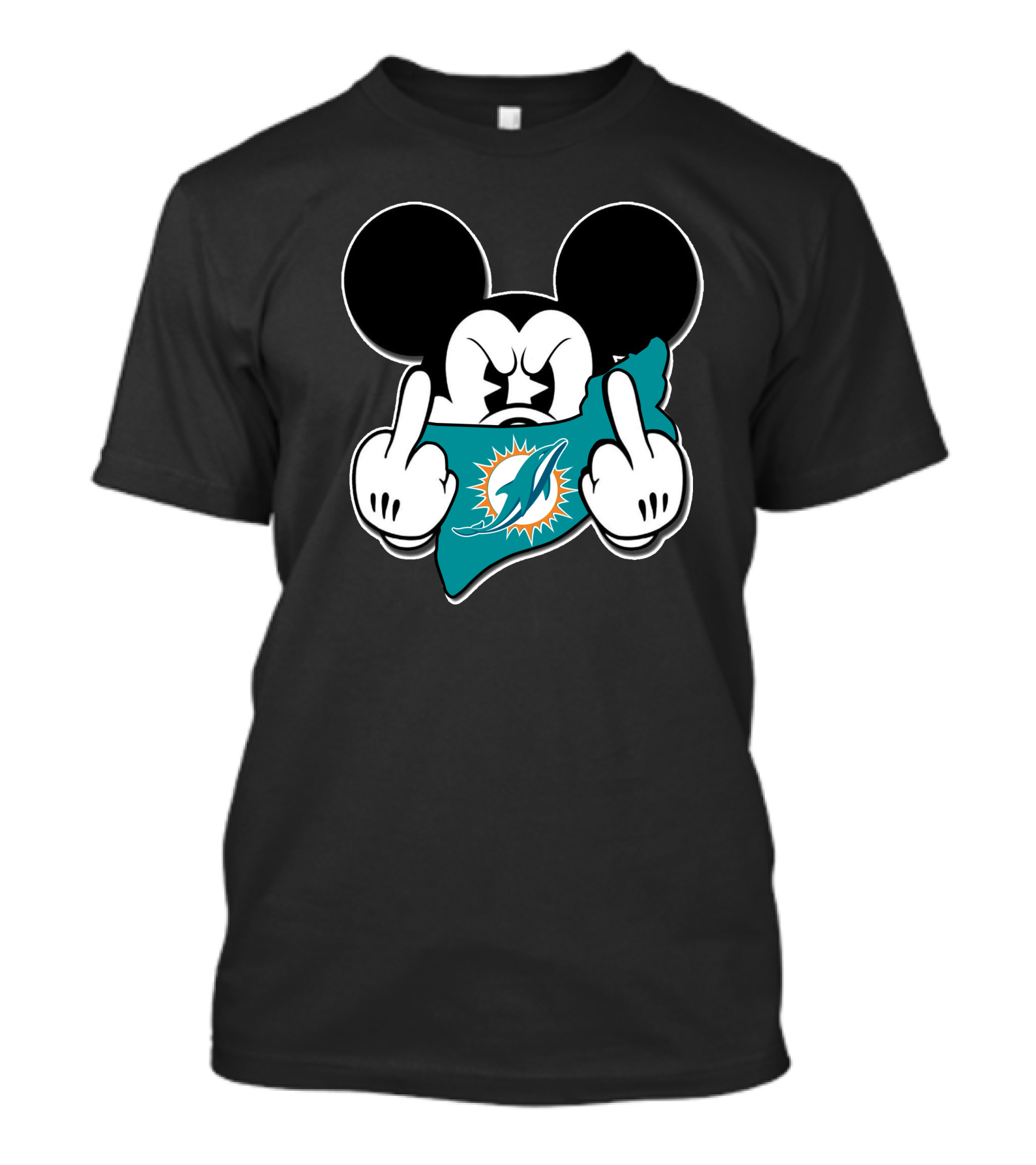 Mickey Mouse Miami Dolphins Logo Gesture T-Shirt
