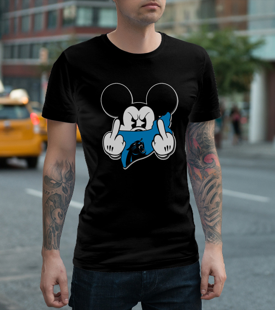 Mickey Mouse Carolina Panthers Blue Bandana T-Shirt