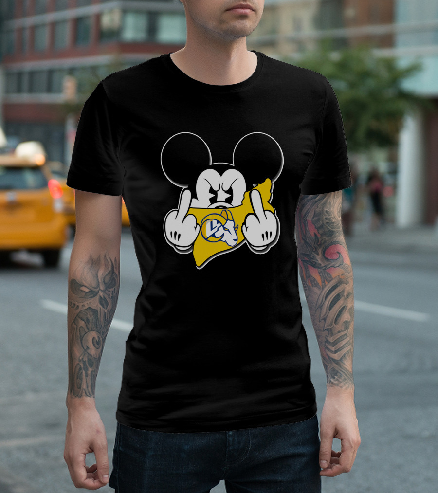 Mickey Mouse Angry Rams Logo Gesture T-Shirt