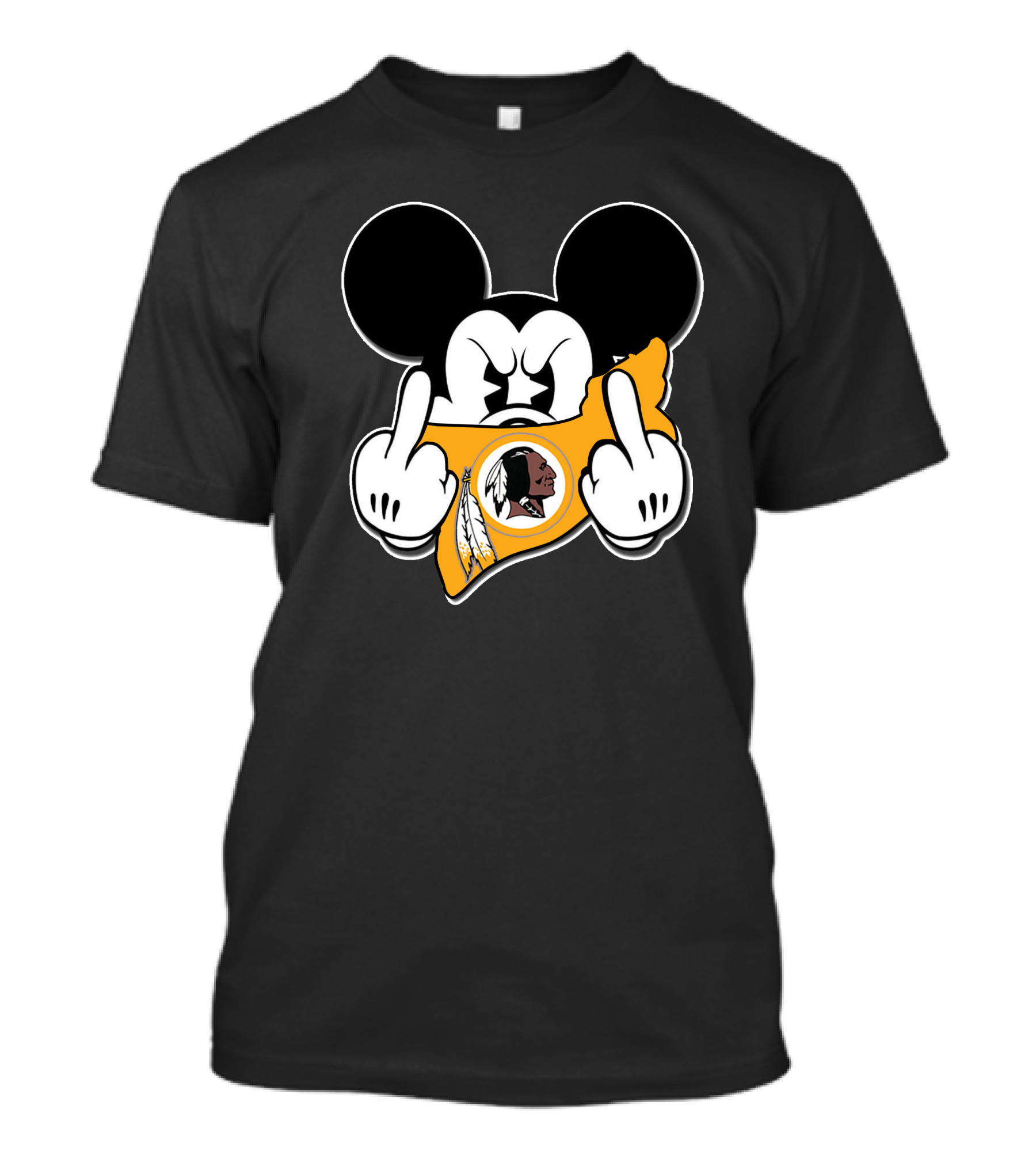 Mickey Mouse Washington Redskins Middle Finger Gesture T-Shirt