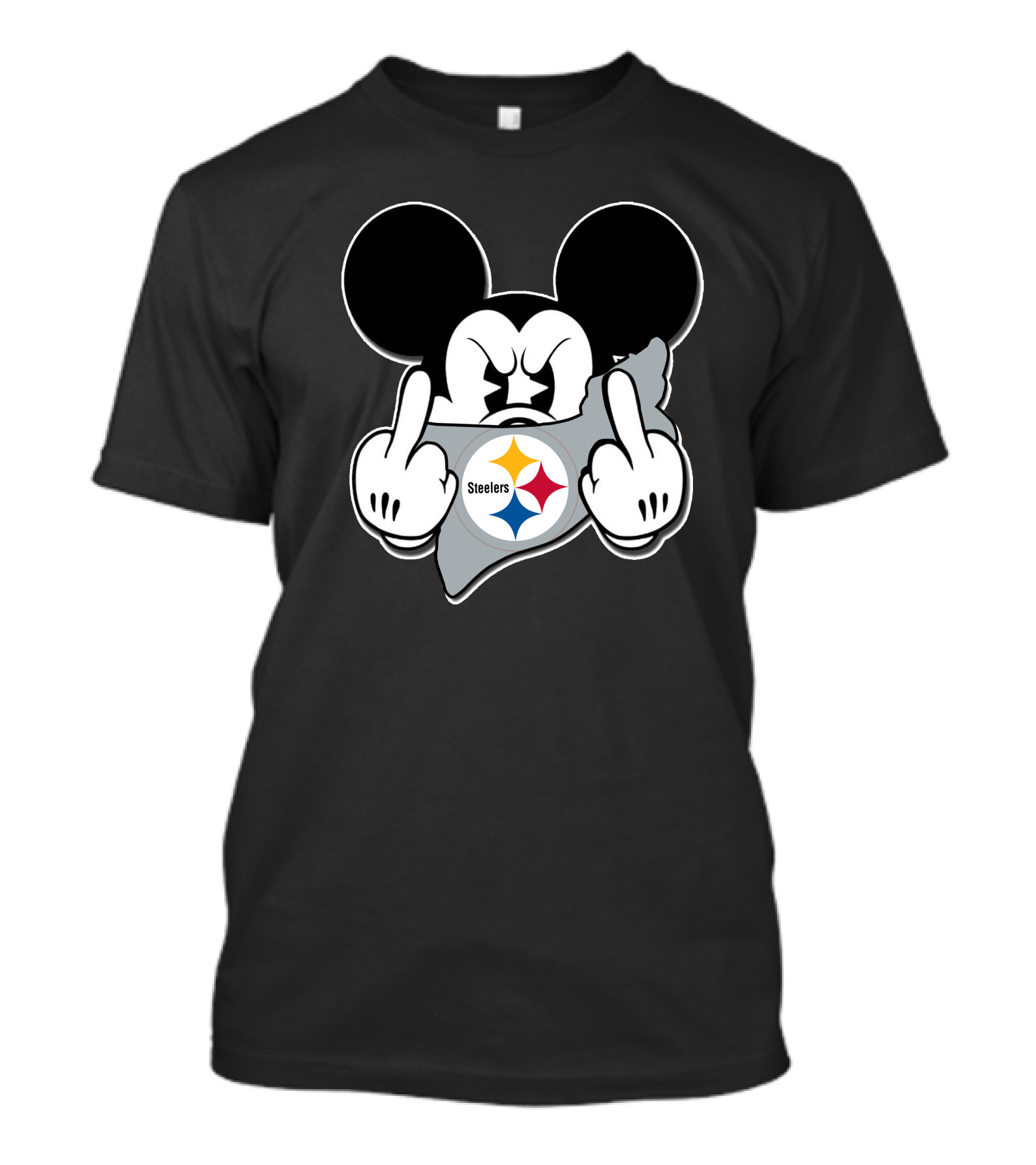 Mickey Mouse Steelers Logo Gesture T-Shirt