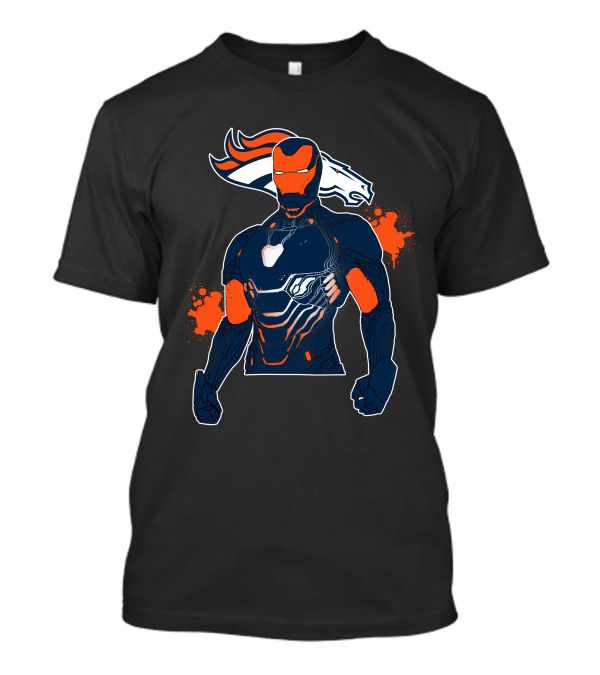 Iron Man Denver Broncos Crossover Marvel Nfl Fan T-Shirt