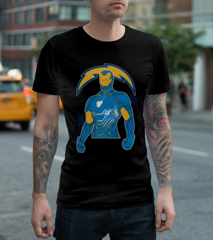 Iron Man Chargers Superhero Fusion T-Shirt