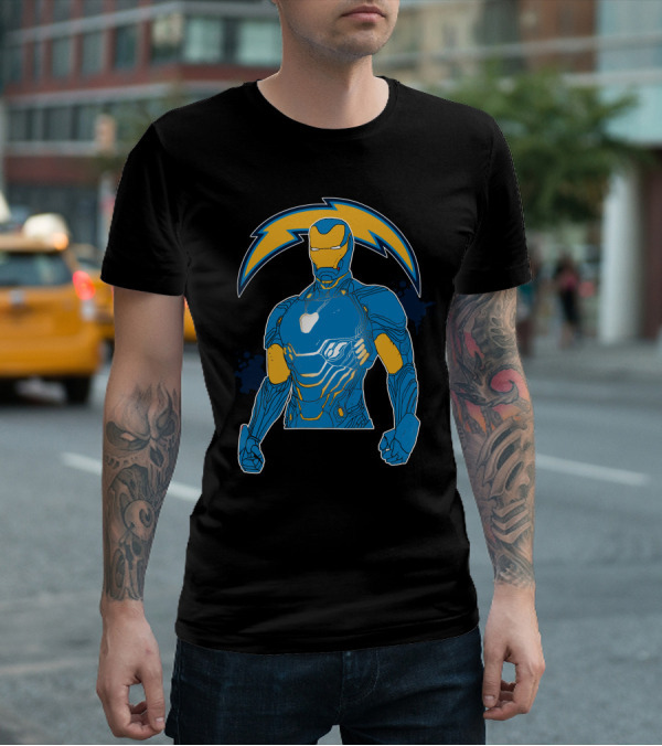 Iron Man Chargers Superhero Fusion T-Shirt