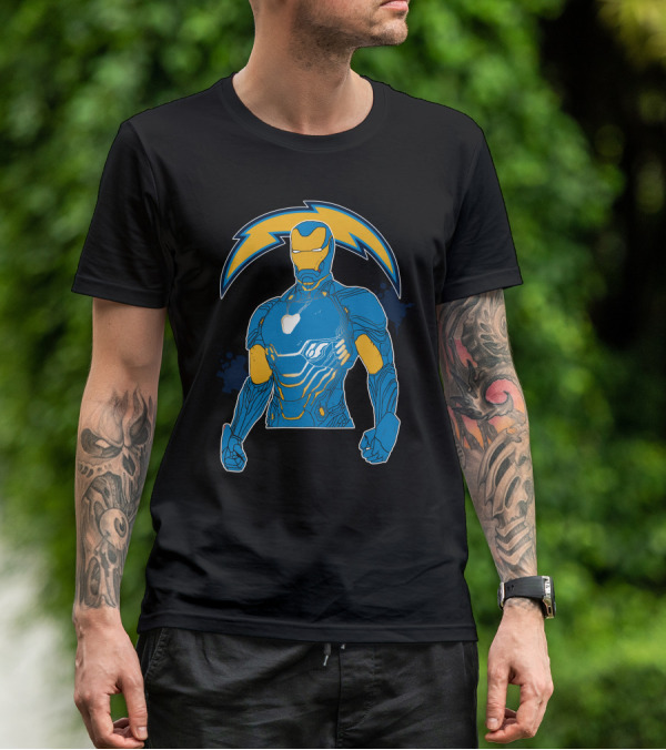 Iron Man Chargers Superhero Fusion T-Shirt
