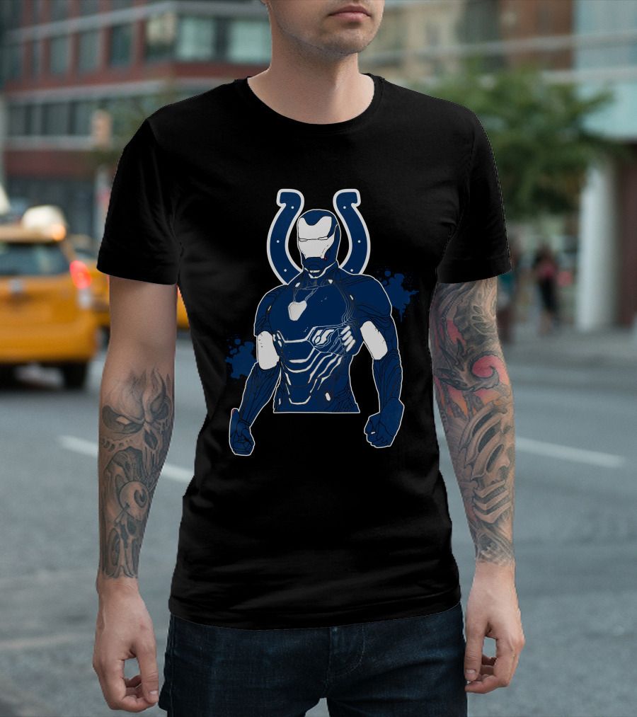 Iron Man Colts Mashup Nfl Character Crossover T-Shirt
