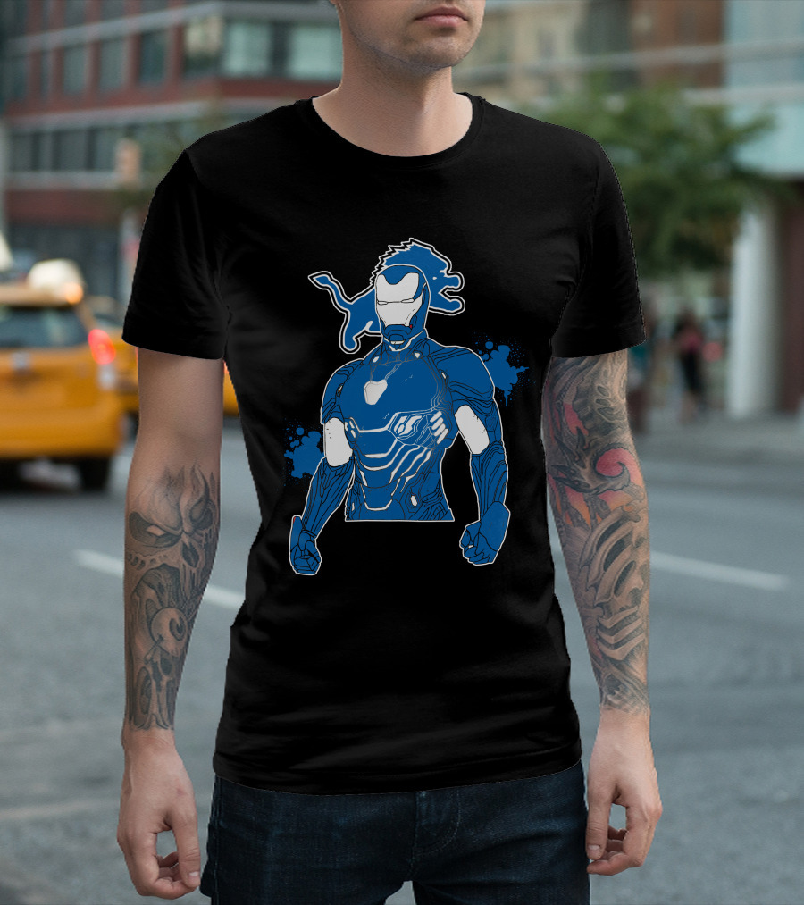 Iron Man Detroit Lions Nfl Crossover T-Shirt