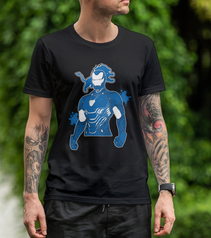 Iron Man Detroit Lions Nfl Crossover T-Shirt
