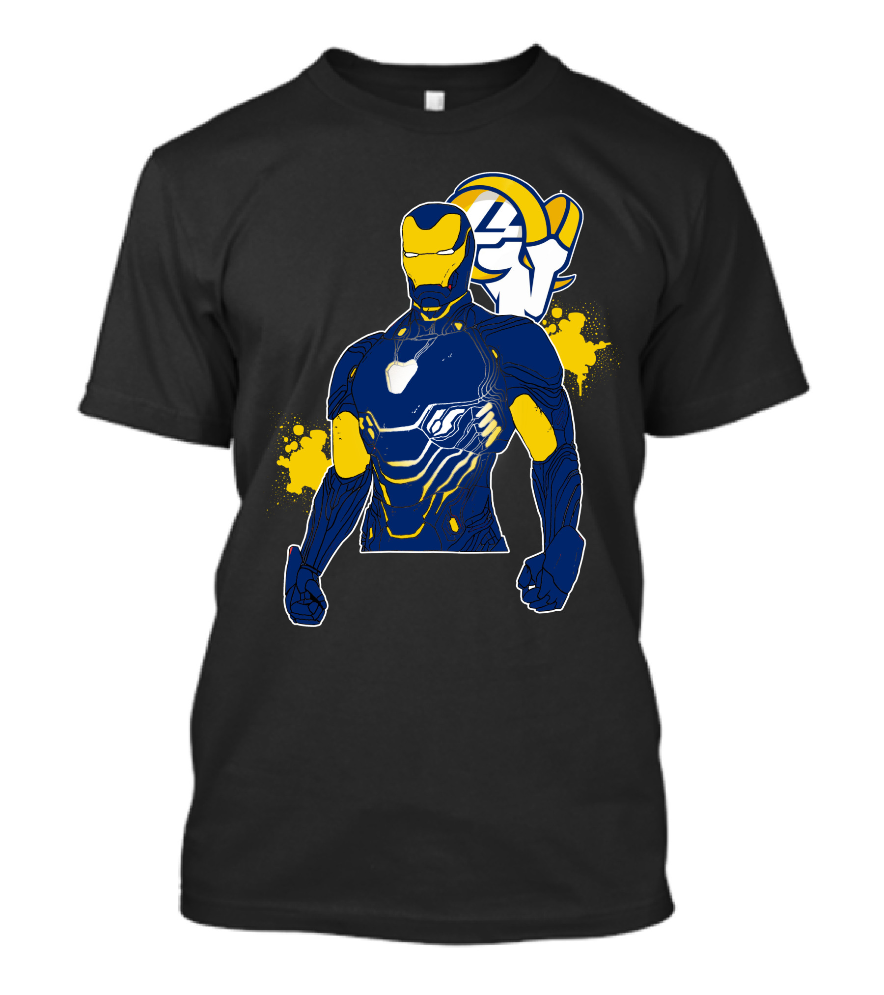 Iron Man Blue And Yellow With Los Angeles Rams T-Shirt