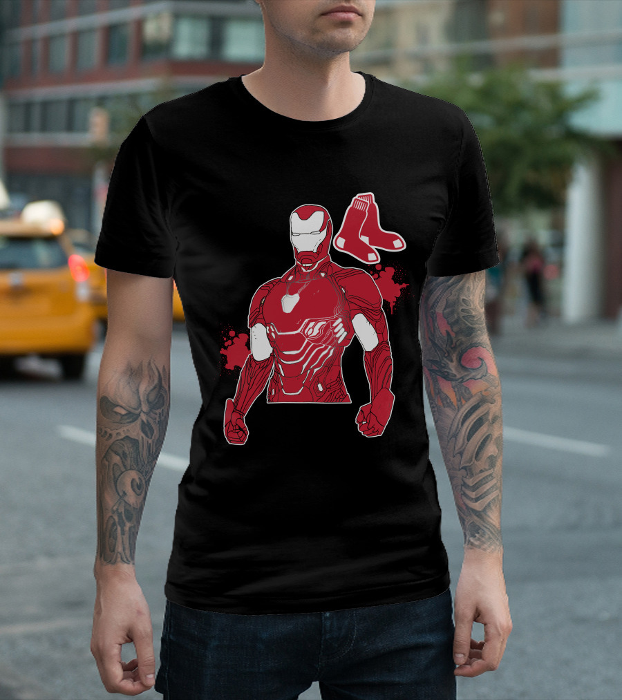 Iron Man Boston Red Sox Crossover Iconic Marvel Mlb Fusion T-Shirt