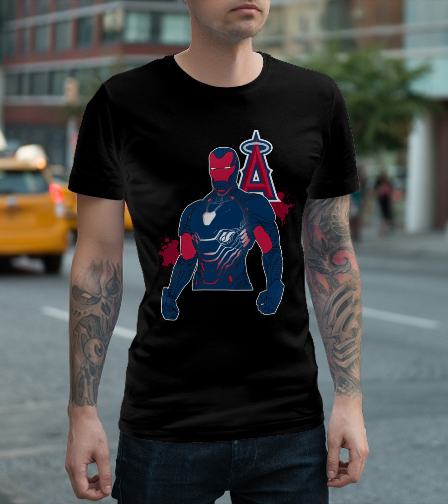Iron Man Suit With Los Angeles Angels Halo T-Shirt