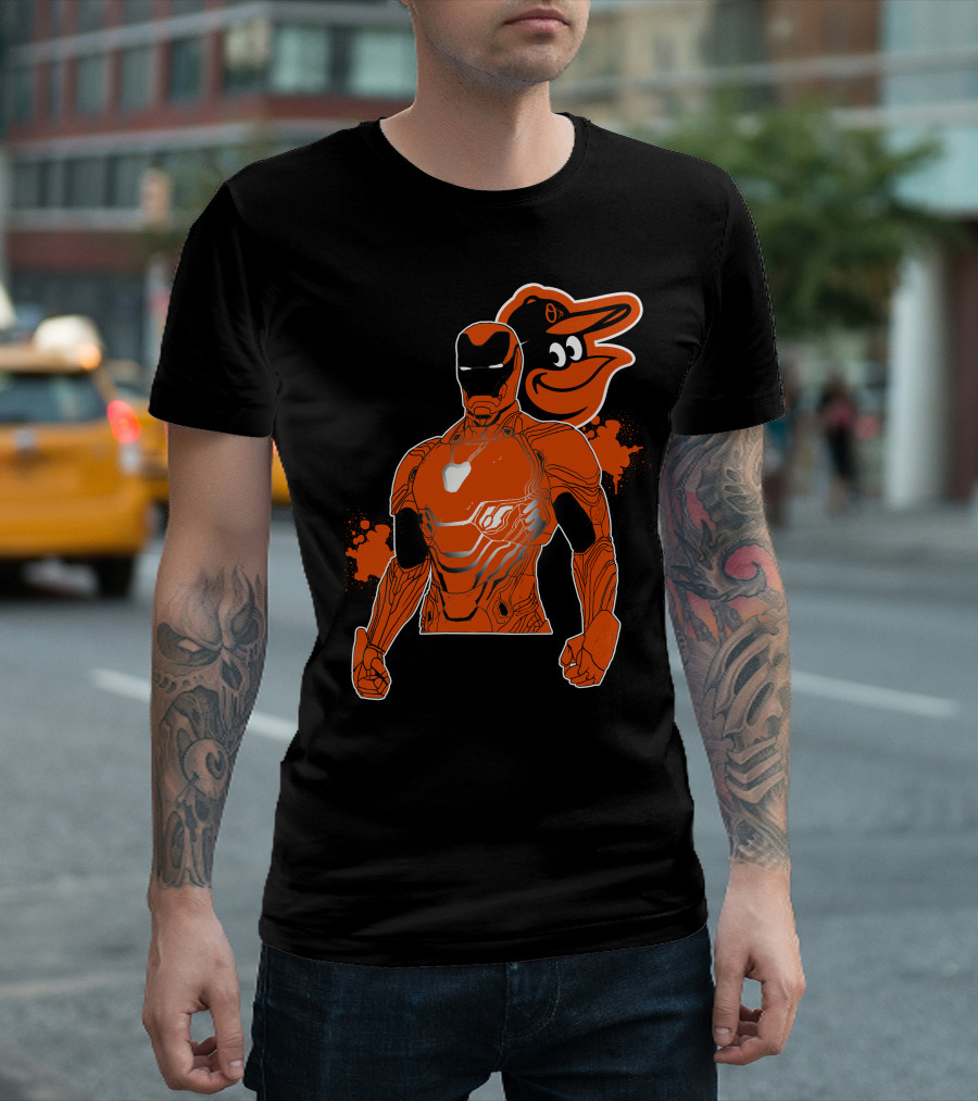 Iron Man And Baltimore Orioles Mashup T-Shirt