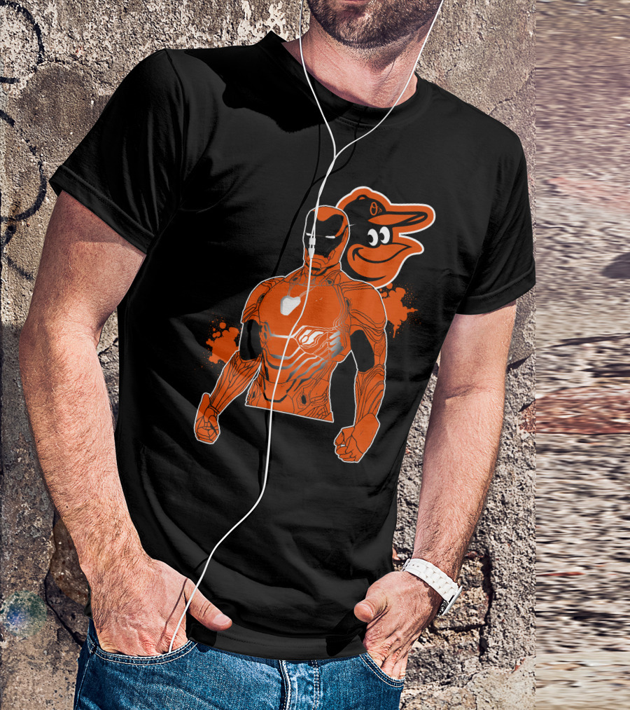 Iron Man And Baltimore Orioles Mashup T-Shirt