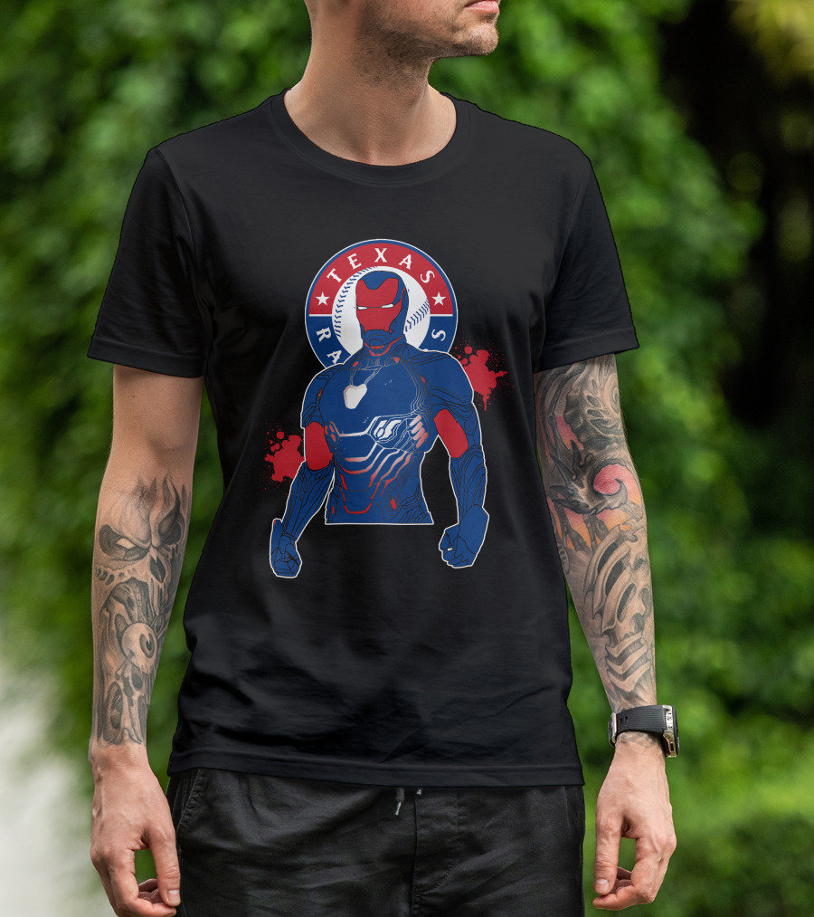 Iron Man Texas Rangers Baseball Fusion T-Shirt