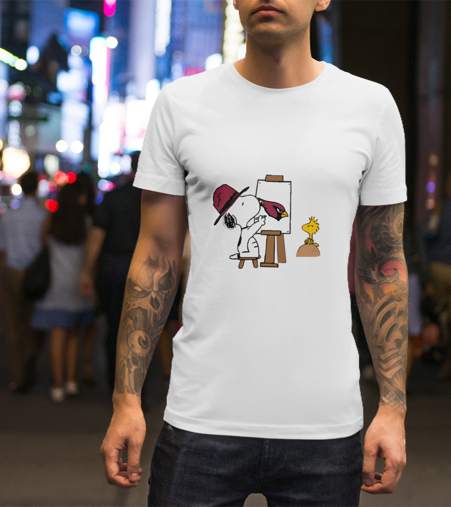 Cardinals Snoopy Painting With Woodstock T-Shirt