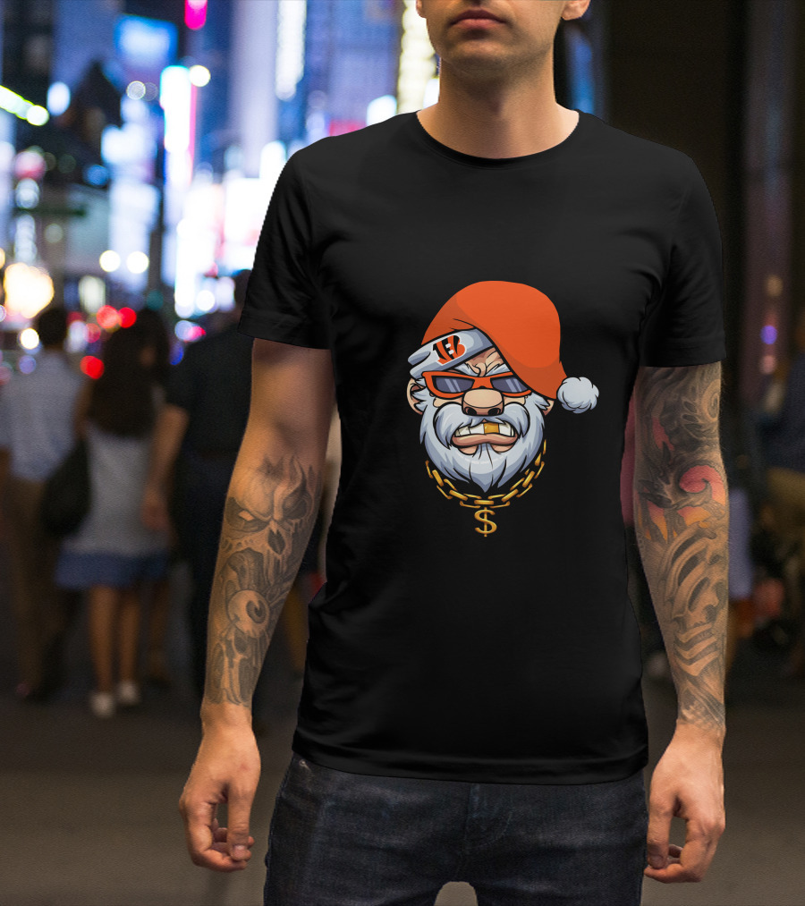 Bengals Santa Cool Shades And Chain T-Shirt