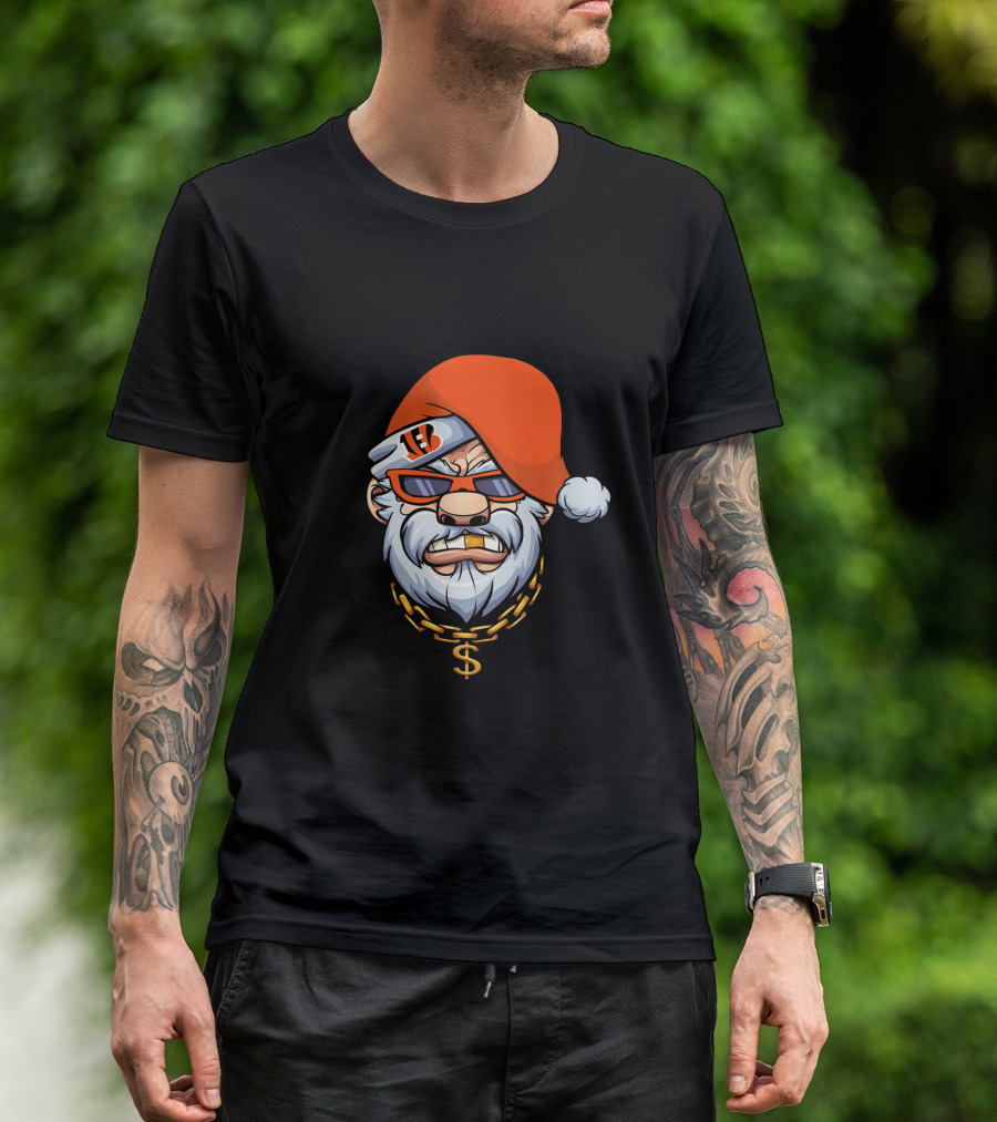 Bengals Santa Cool Shades And Chain T-Shirt