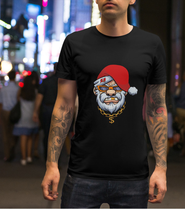 Buccaneers Santa With Gangster Chain And Sunglasses T-Shirt