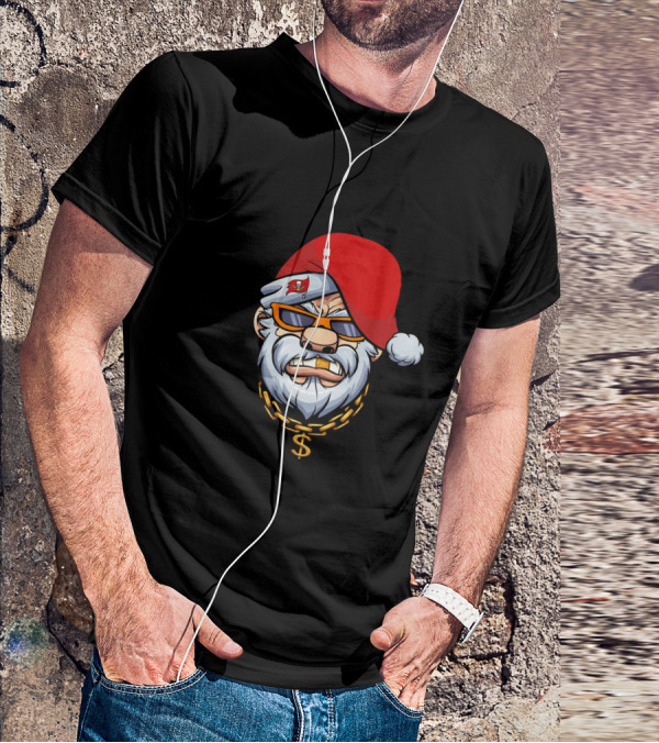 Buccaneers Santa With Gangster Chain And Sunglasses T-Shirt