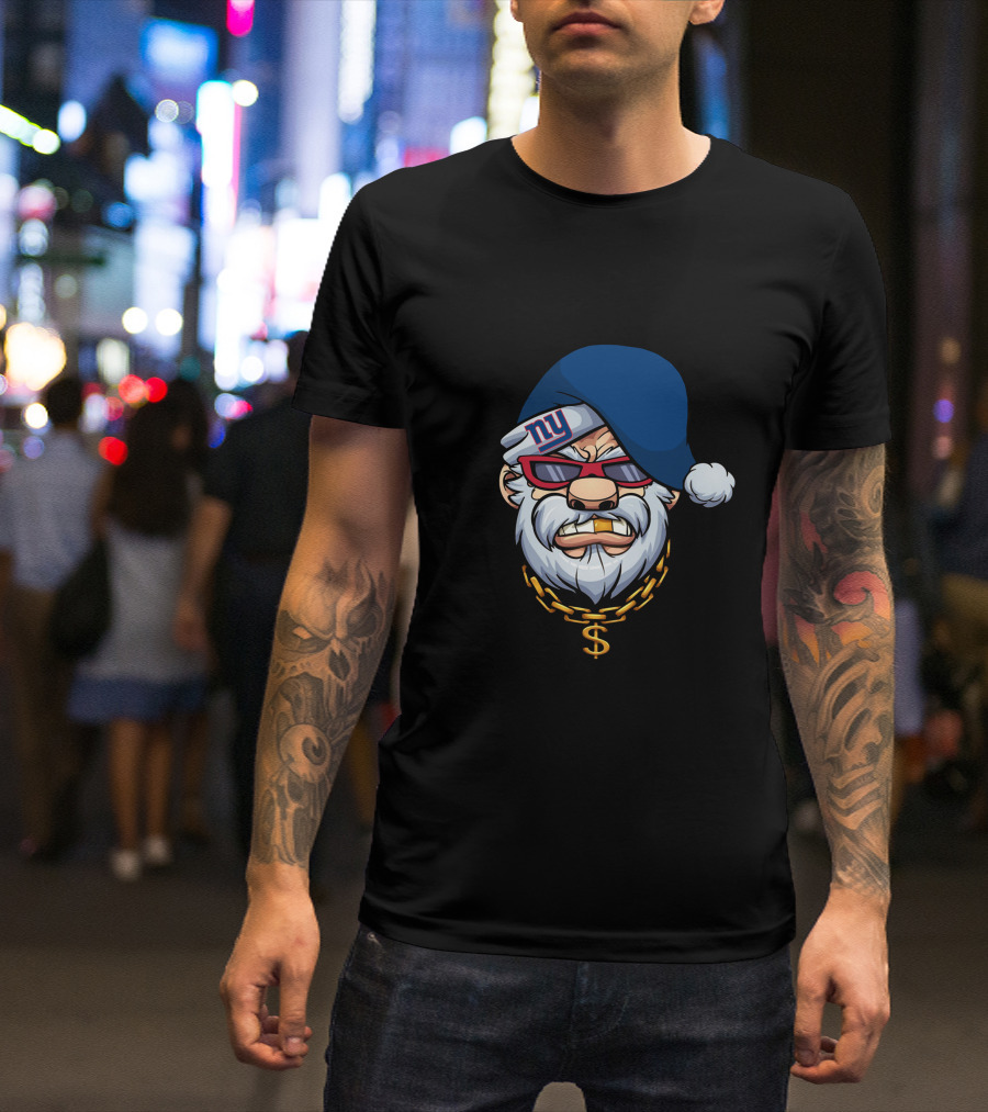 Giants Santa With Gold Chain And Gangster Style T-Shirt