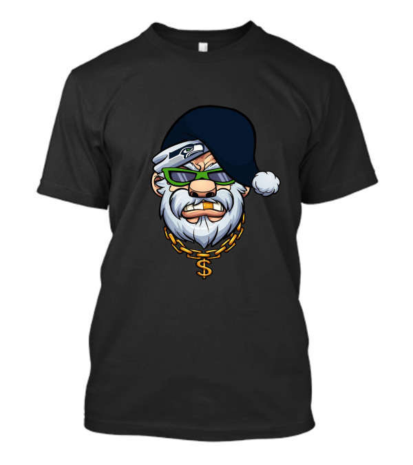 Seahawks Gangster Santa With Chain And Shades T-Shirt
