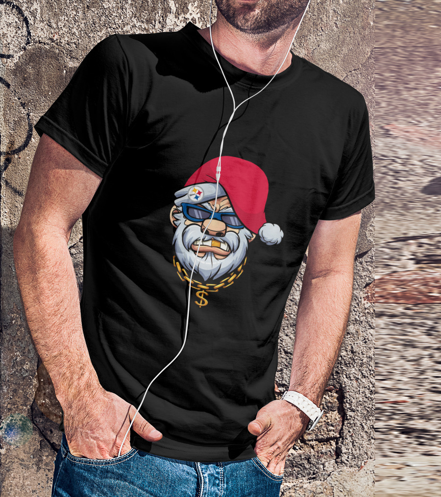 Steelers Gangster Santa Claus With Sunglasses And Gold Chain T-Shirt