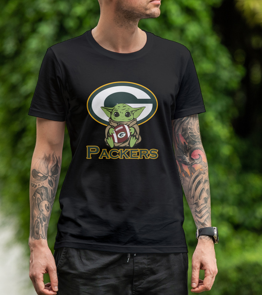 Packers Baby Yoda Star Wars Football Oval T-Shirt