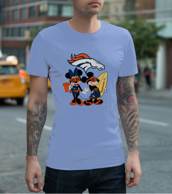 Broncos Mickey Minnie Vacation Surfing Adventure T-Shirt