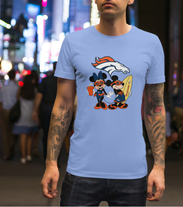 Broncos Mickey Minnie Vacation Surfing Adventure T-Shirt