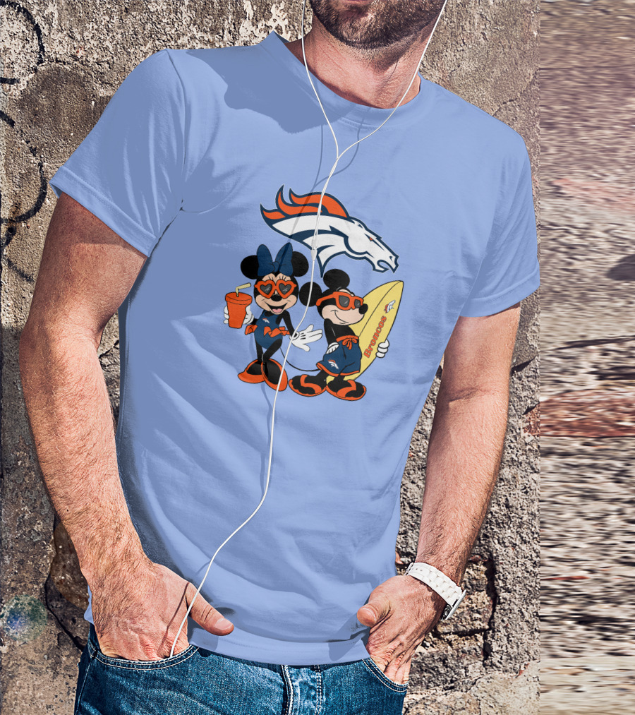 Broncos Mickey Minnie Vacation Surfing Adventure T-Shirt