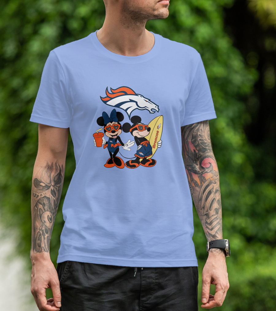 Broncos Mickey Minnie Vacation Surfing Adventure T-Shirt