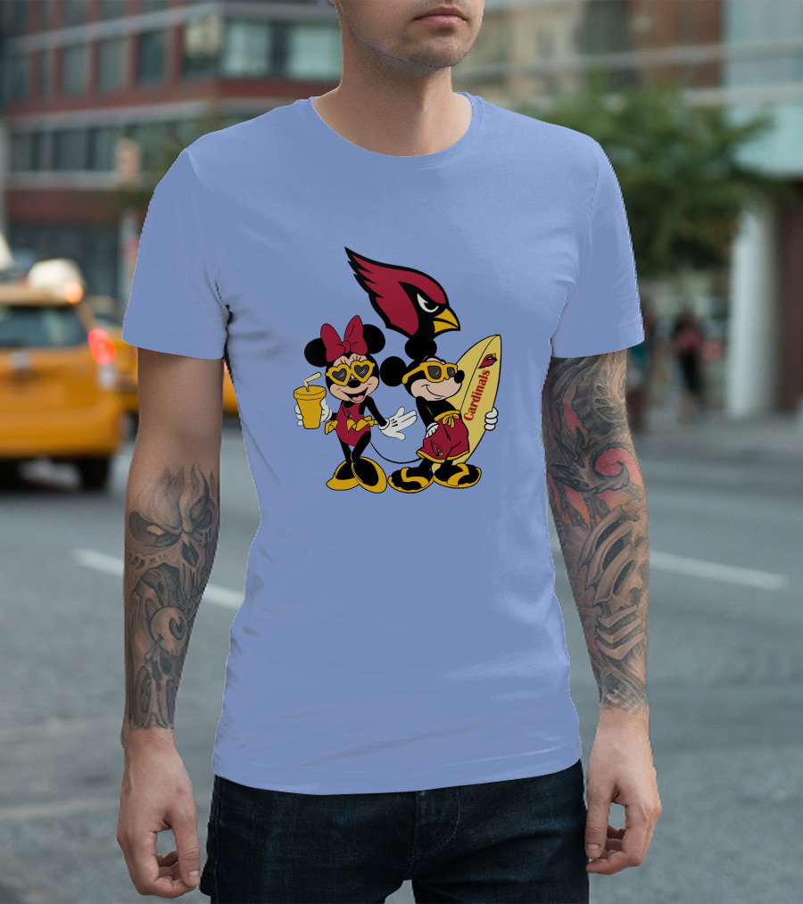 Cardinals Mickey Happy Vacation Surfboarding Fun T-Shirt
