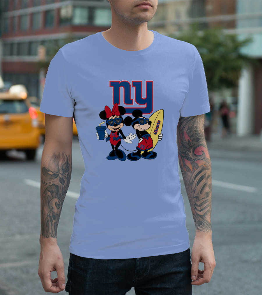 Ny Giants Vacation Mickey Minnie T-Shirt