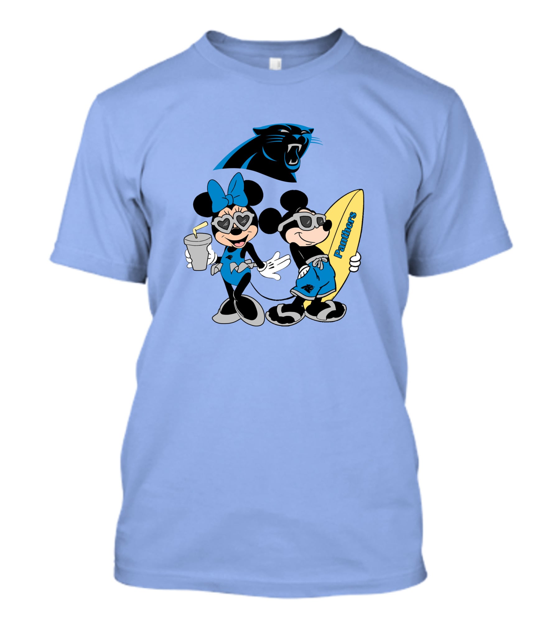 Mickey And Minnie Panthers Surfing Vacation T-Shirt