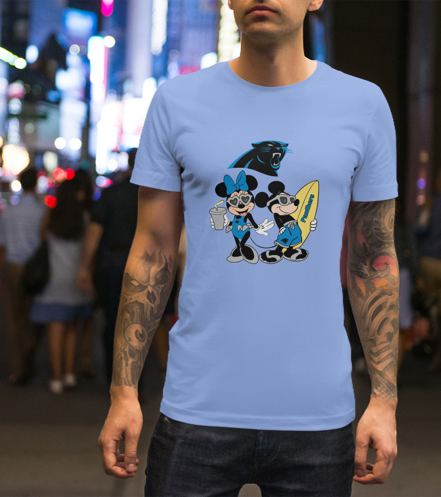 Mickey And Minnie Panthers Surfing Vacation T-Shirt