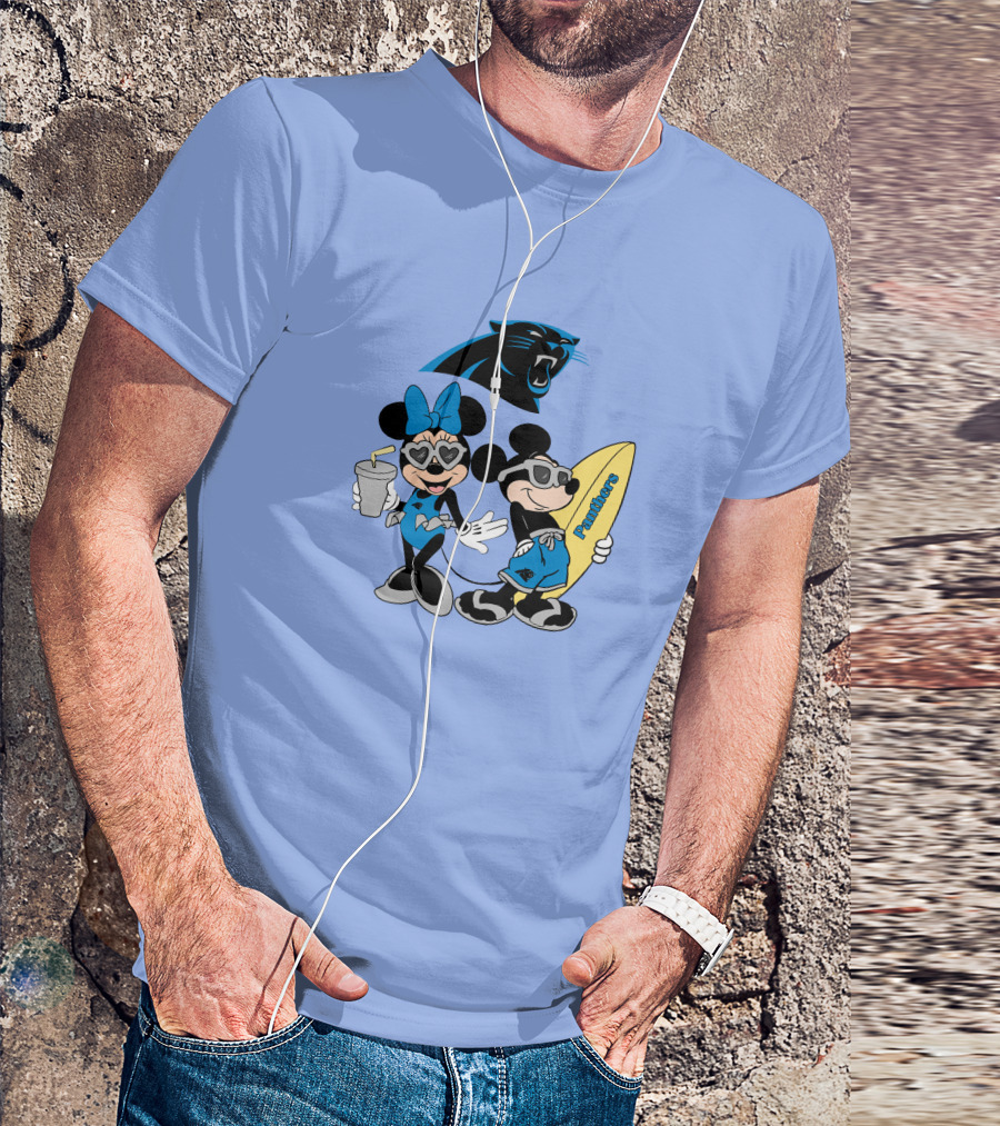Mickey And Minnie Panthers Surfing Vacation T-Shirt