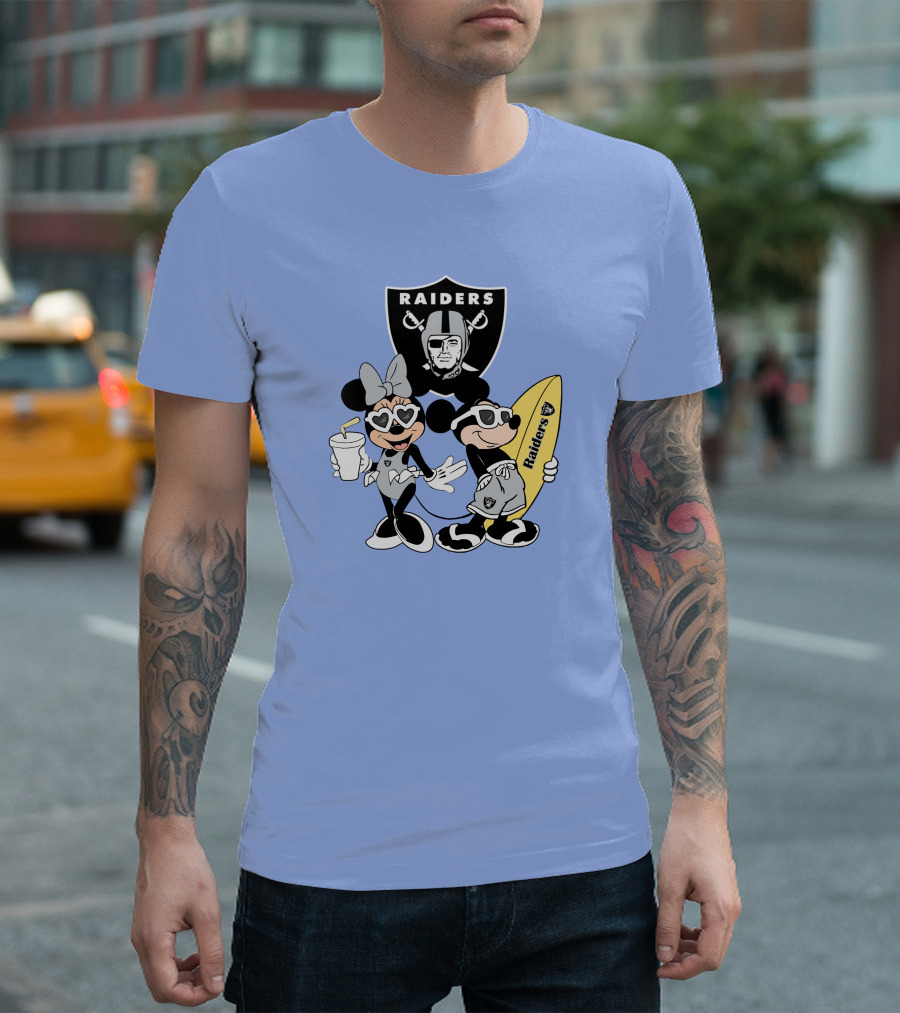Raiders Mickey Minnie Vacation Surfing Fun T-Shirt