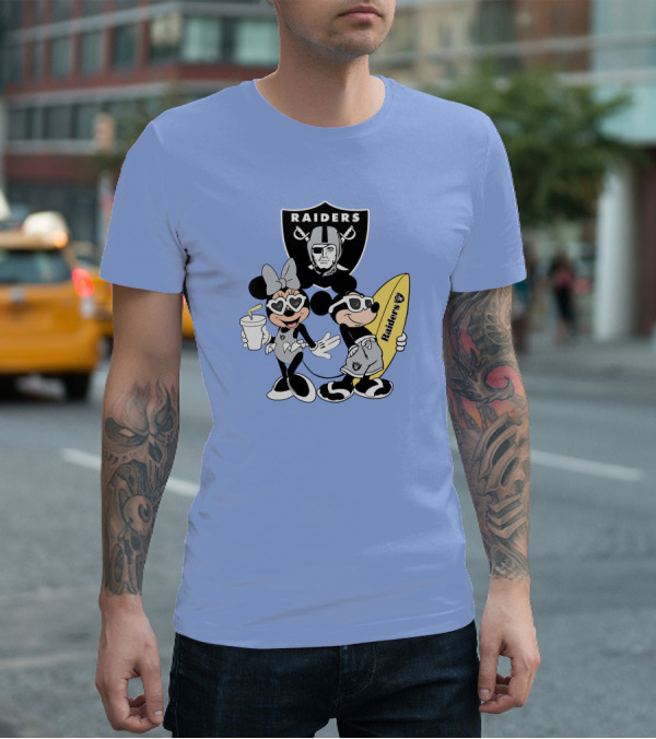 Raiders Mickey Minnie Vacation Surfing Fun T-Shirt
