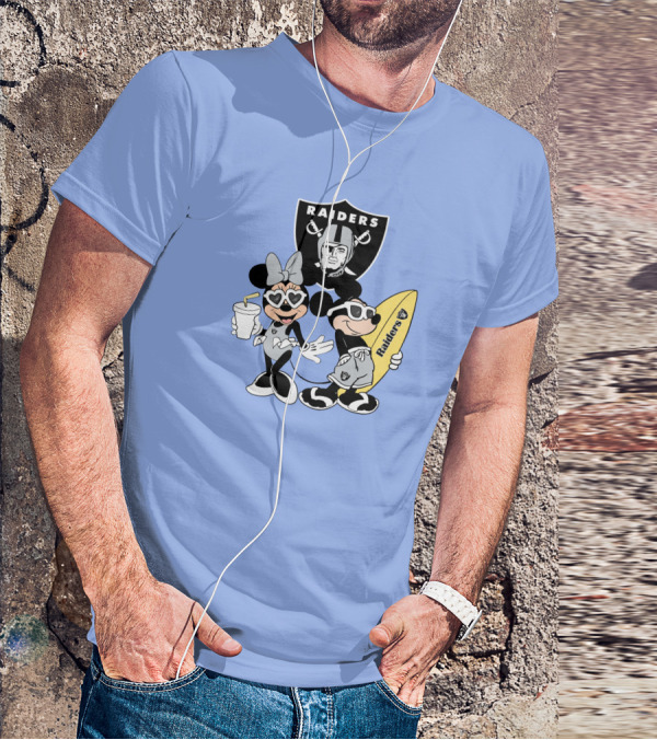 Raiders Mickey Minnie Vacation Surfing Fun T-Shirt