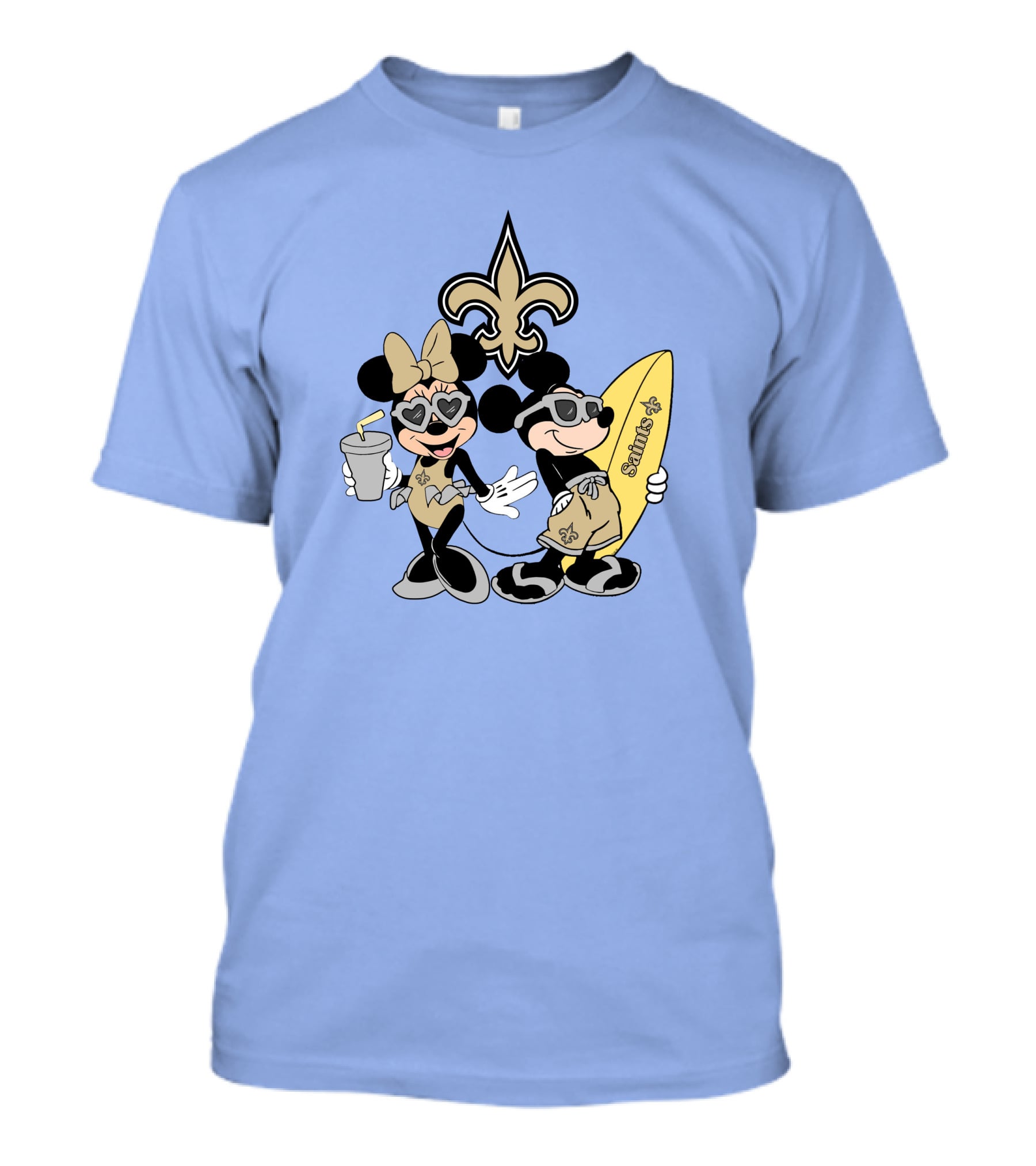 Saints Mickey Happy Vacation Fleur-De-Lis Surfboard T-Shirt